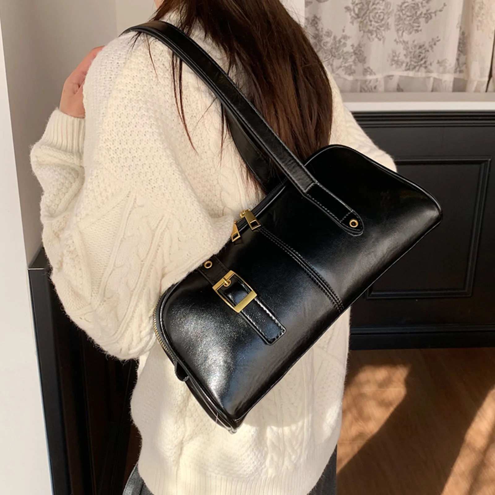 PU Leather Shoulder Bag with Adjustable Strap Handbag for Women Work Shopping Travel Daily