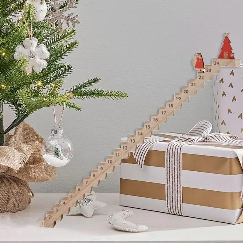 Creative Santa Claus Countdown Calendar Wood Stairs Climbing Santa Christmas Advent Calendar Wooden xmas Countdown Decorations