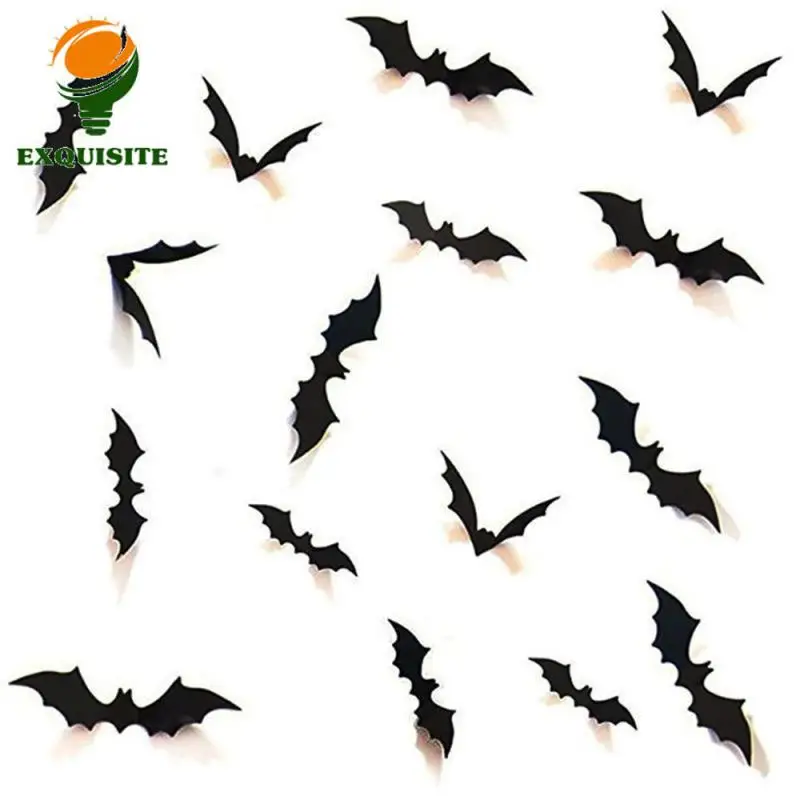 

Bat Durable Pvc Material Decorative Stickers Not Easily Detached Pvc Halloween Bat Decor Scary Bats Bestseller Halloween 3d 25g