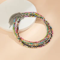Lacteo Bohemia Multicolour Acrylic Seed Beads Necklace Women Handmade Strand Beads Choker Short Neck Chain Simple Jewelry Party - Image 5