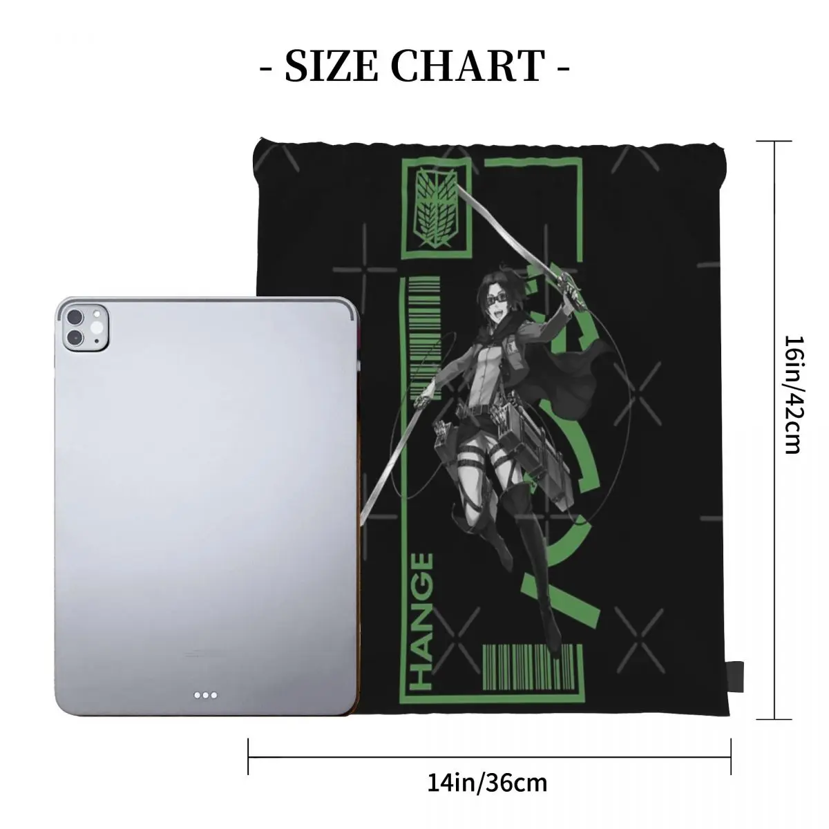 Hange Zoe - Attack On Titan - Typography 3 Drawstring Bag Backpack handbag men's handbag shoulder bag drawstring backpack