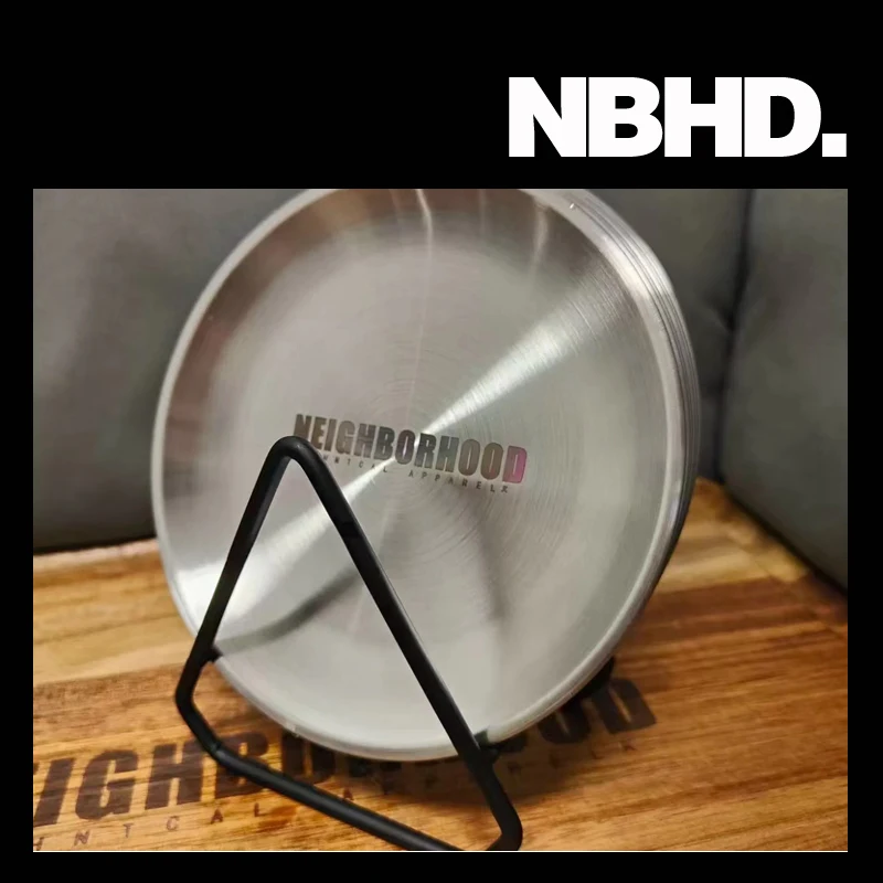 

NBHD 6-piece set of stainless steel metal tray Internet celebrity dessert plate thickened round plate flat plate bone plate