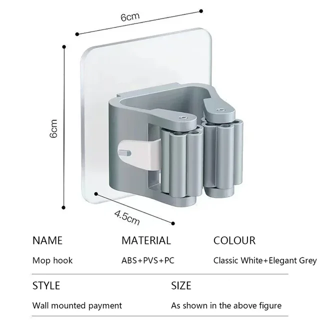 Supporto per scopa Supporto per scopa autoadesivo Supporto per scopa a parete Supporto per scopa Spazzola per spazzare Gancio Organizzatore di stoccaggio Accessori per la cucina del bagno 6