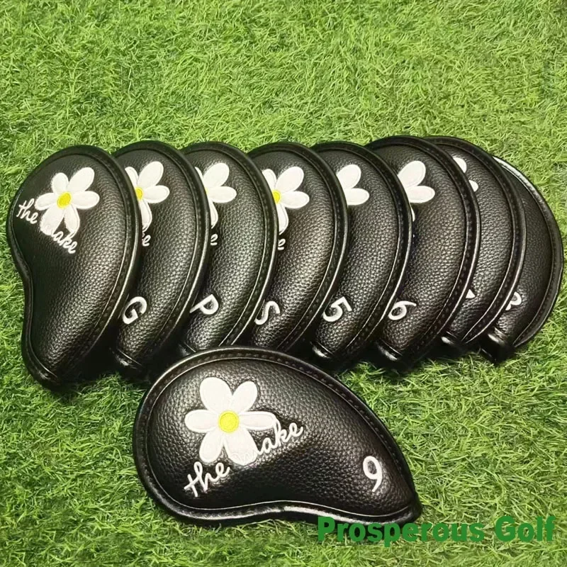 

Набор железных удочек для гольфа с вышитыми подсолнухами, защитный чехол для гольфа и узор личи, материал для гольфа, набор из 9 предметов