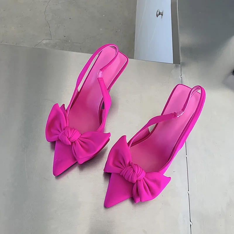 2021 New Women's Shoes Pointed Toe Shallow Nude Pink Diamond Shoes Low Heel Back Strappy Shoes Women