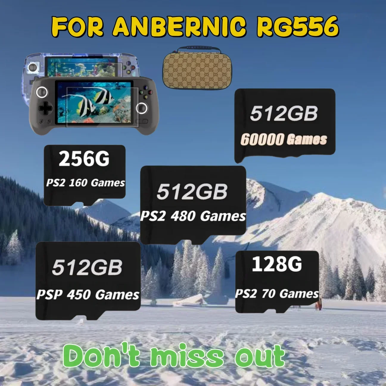 Per Anbernic Rg556 Console Di Gioco Portatile Memoria Retro Video Player Card 61000 Giochi Ps2 512G 256G 128G Micro Tf Psp Games Bag