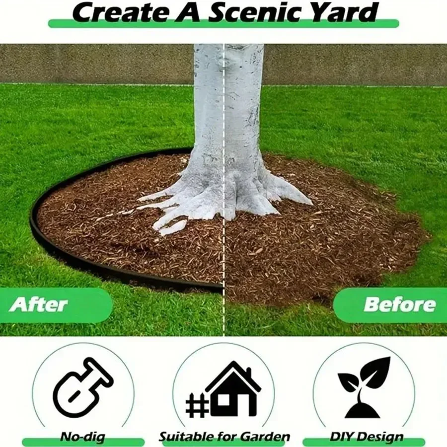 Garden Greening Grass Stone Divider With Thick Soil Barrier Slatted Lawn Garden Tree Ring L-Shaped Divider Root Belt