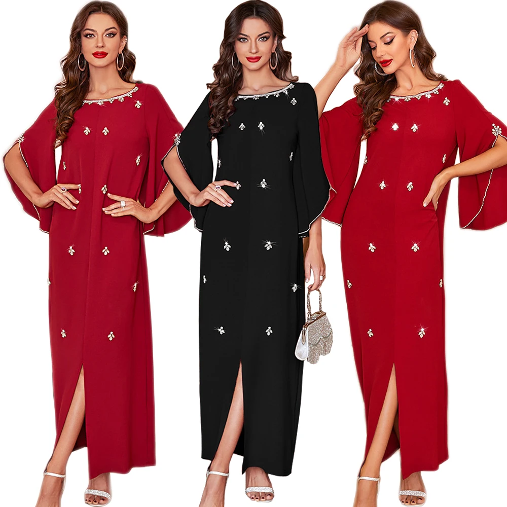 Moroccan Caftan Eid Party Diamonds Abaya Muslim Women Long Maxi Dress Turkey Arabic Kaftan Evening Gowns Dubai Jalabiya Vestidos