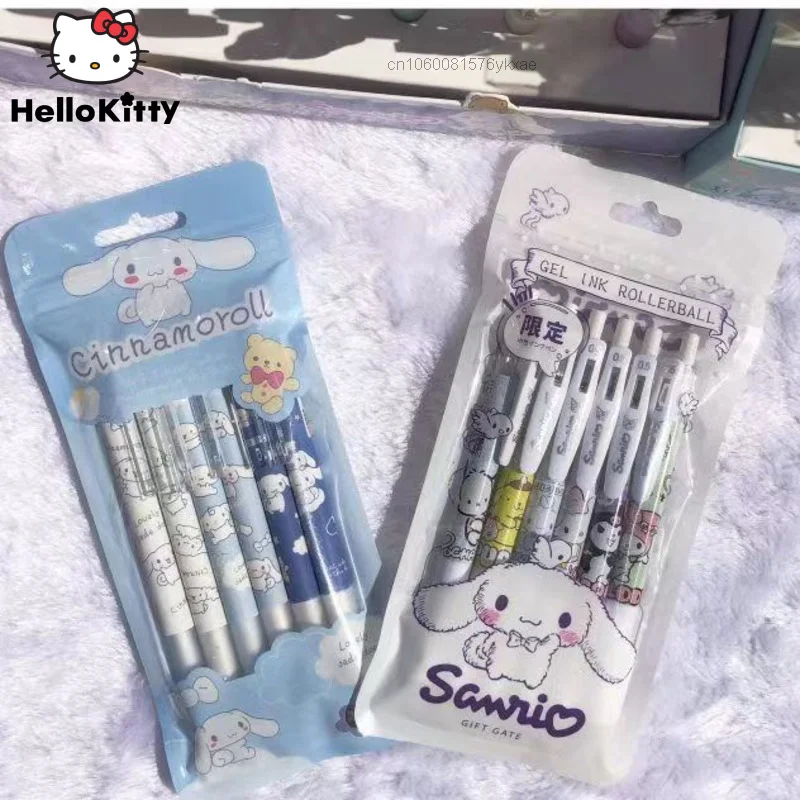 

Шариковая ручка Sanrio, 6 шт./комплект + 10 шт. стержней, 0,5 мм, Hello Kitty Kuromi Melody, нейтральная ручка, милая ручка с прессом для воды, офисная, Студенческ...