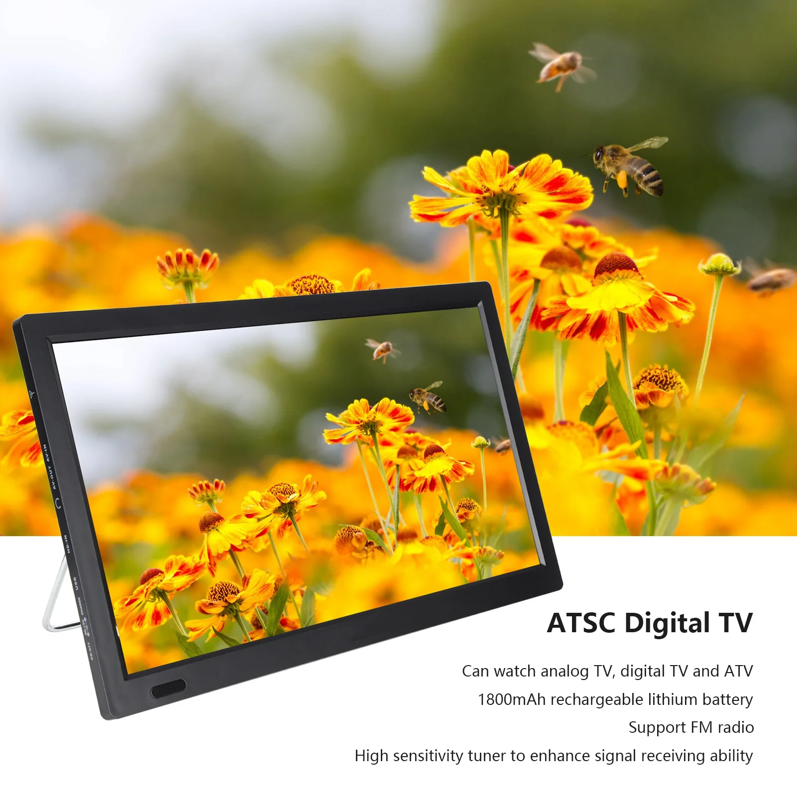 LEADSTAR 13 Inch 1920x1280 ATSC Digital TV Portable TV HD Television for Car Camping US Plug 110-220V Support USB