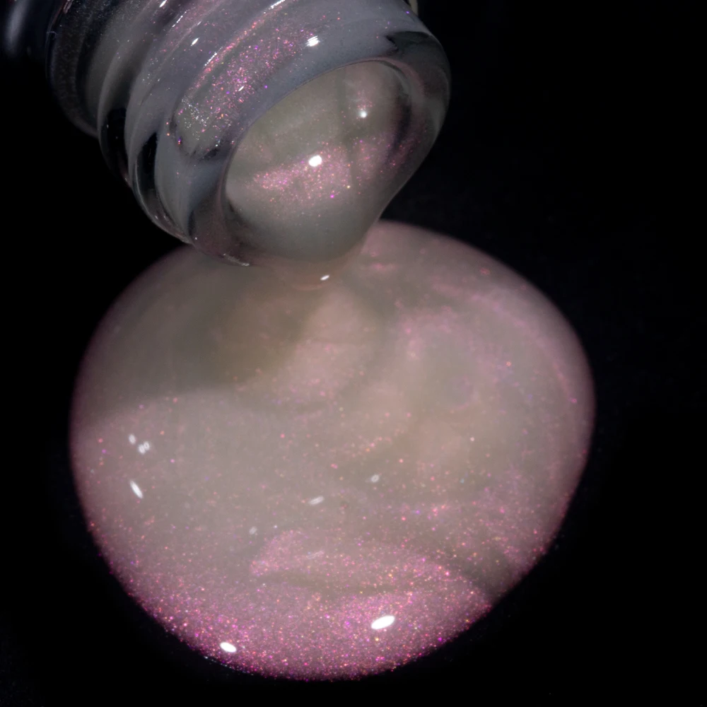KODIES GEL Glitter Top Coat Aurora Chrome Gel Nail Polish 2 IN 1 Sparkle Shimmery Pink Nail Gel Finish Topcoat All for Manicure 2
