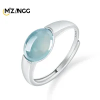 Bague d'eau bleue en jadéite naturelle, réglage en argent S925, à la mode, type glace, bande réglable, cadeau de fête pour hommes et femmes 1