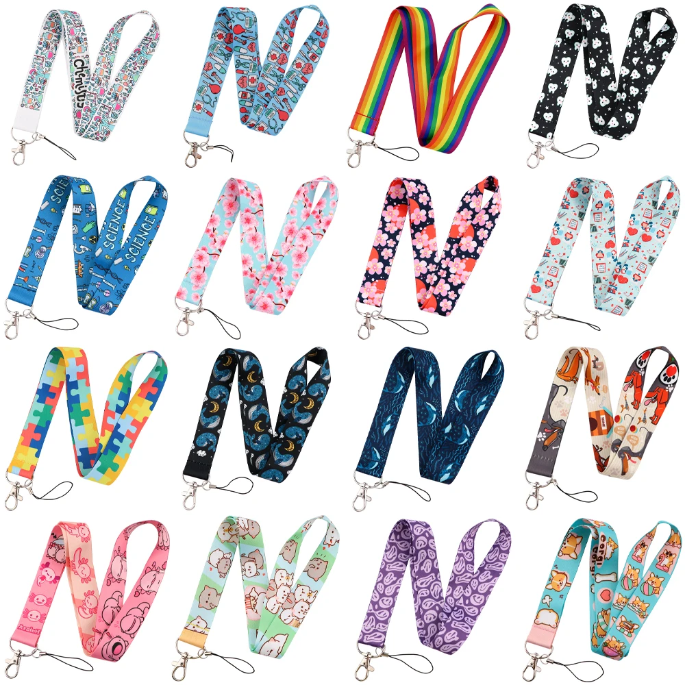 

Wholesale Cute Koki Kids Neck Strap Lanyards Blossom Keychain Badge Holder ID Card Pass Hang Rope Key Rings Lanyards Accessories