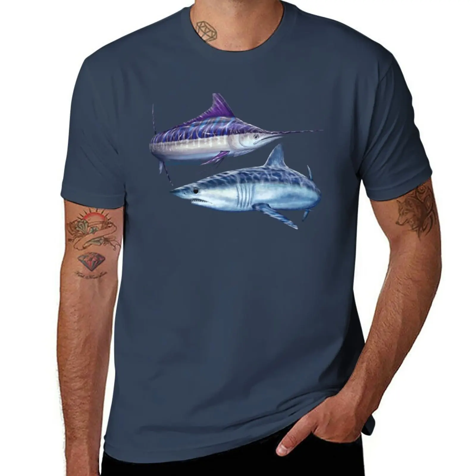 

New Striped marlin & Mako shark T-Shirt new edition t shirt man clothes tees mens t shirts