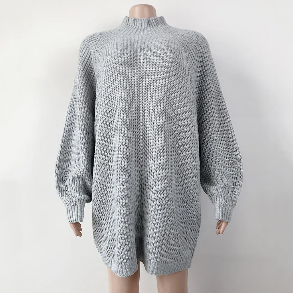 Women's Casual Turtleneck Knitted Sweater Dress