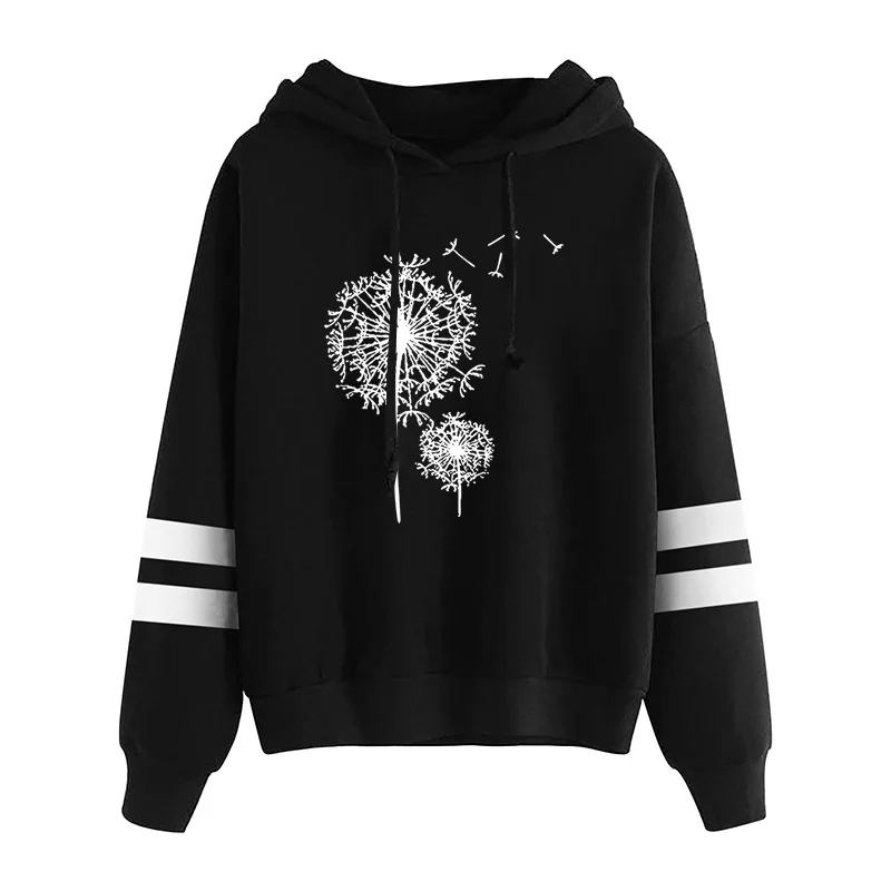 

2023 New Women's Long Sleeve Dandelion Printed Hooded Long Sleeve Sweater