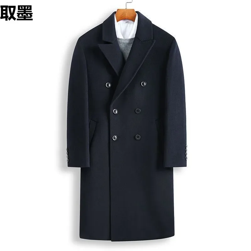 Men's Extra Long Double Row Woolen Coat Thickened For Winter Casual Scene Regular Style Other Type Trench