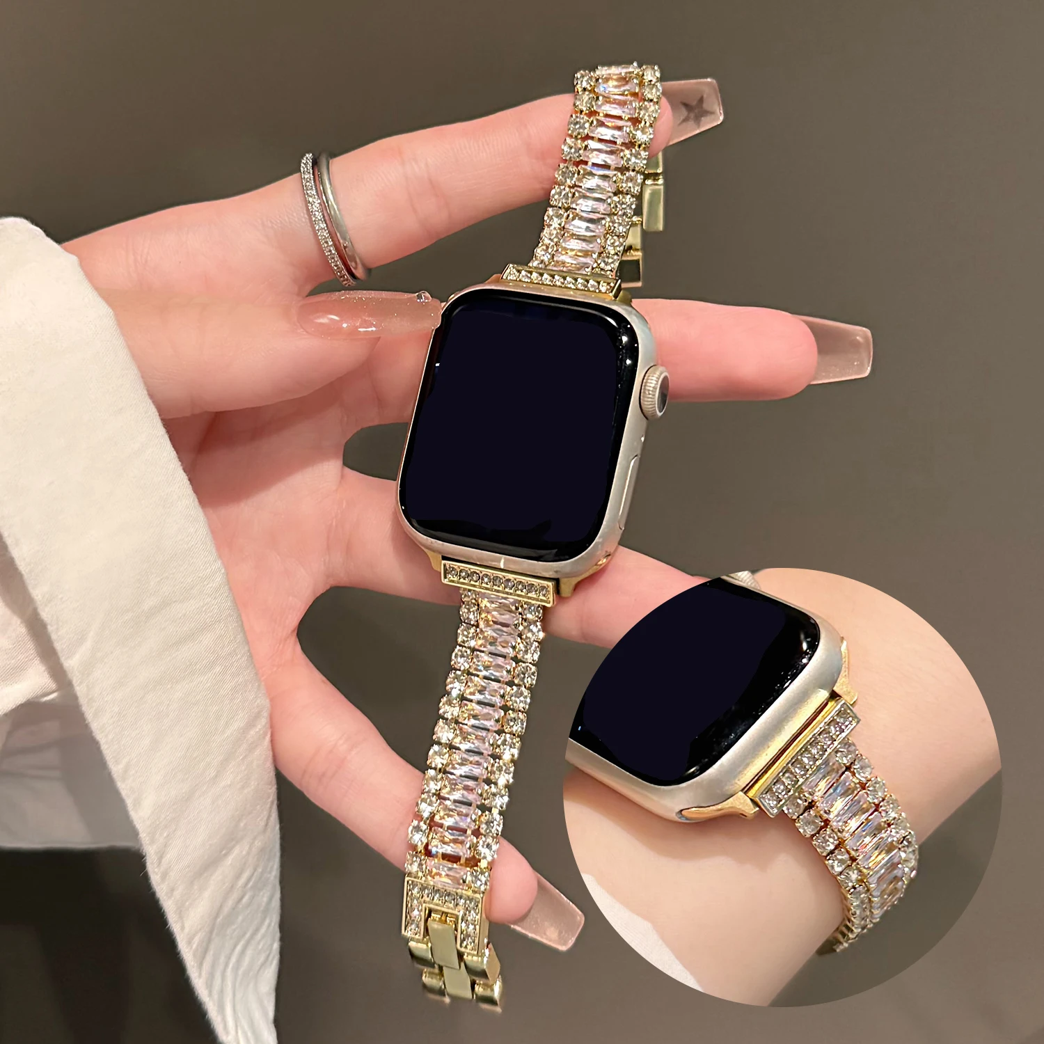 Elegant Sparkling Diamond Metal Strap Luxury Edition