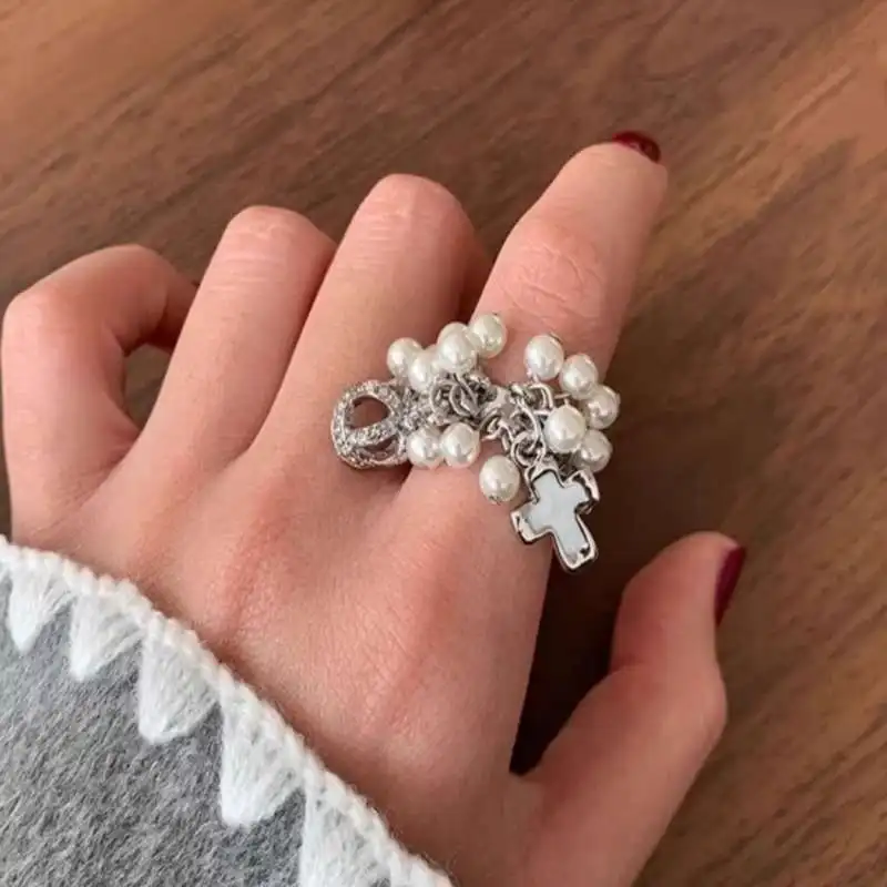 

Crown S925 Sterling Silver Pearl Ring, Light Luxury, Personalized Niche