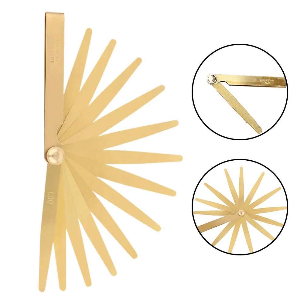 Description Picture 3 of item13pcs Feeler Gauges High Precision Metric Brass Foldable Feeler Gauge 0.05-1m 13 Blade Brass Measure Tool
