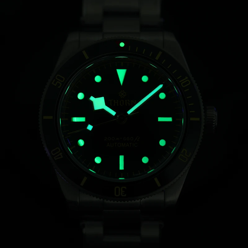 THORN BB58 Watch 39mm Luxury Men Dive Watch Automatic Mechanical Sapphire Crystal 200m Waterproof C3 Luminous NH35 Vintage mechanical watch