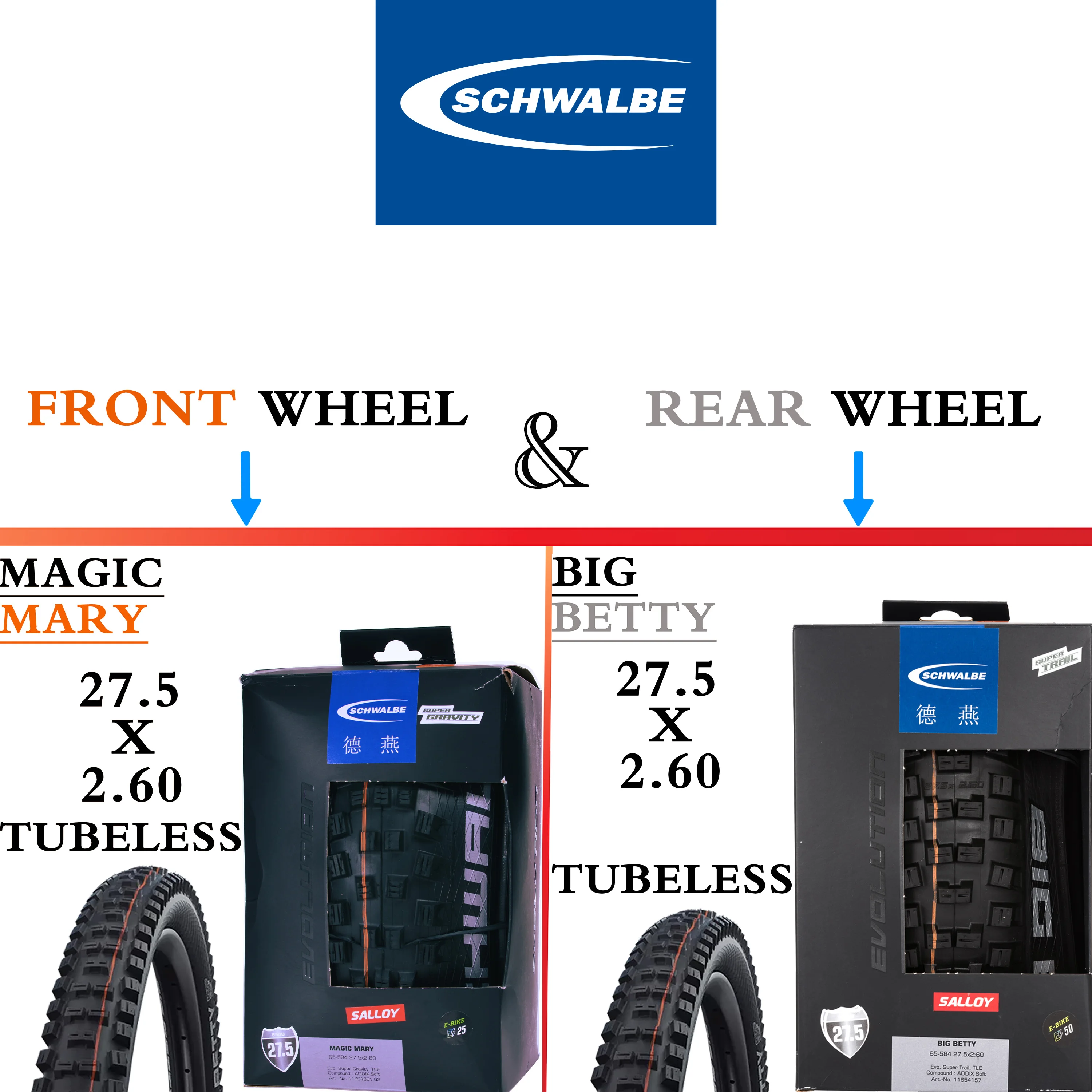 SCHWALBE MAGIC MARY And BIG BETTY MTB BIKE Tire RIM 27.5
