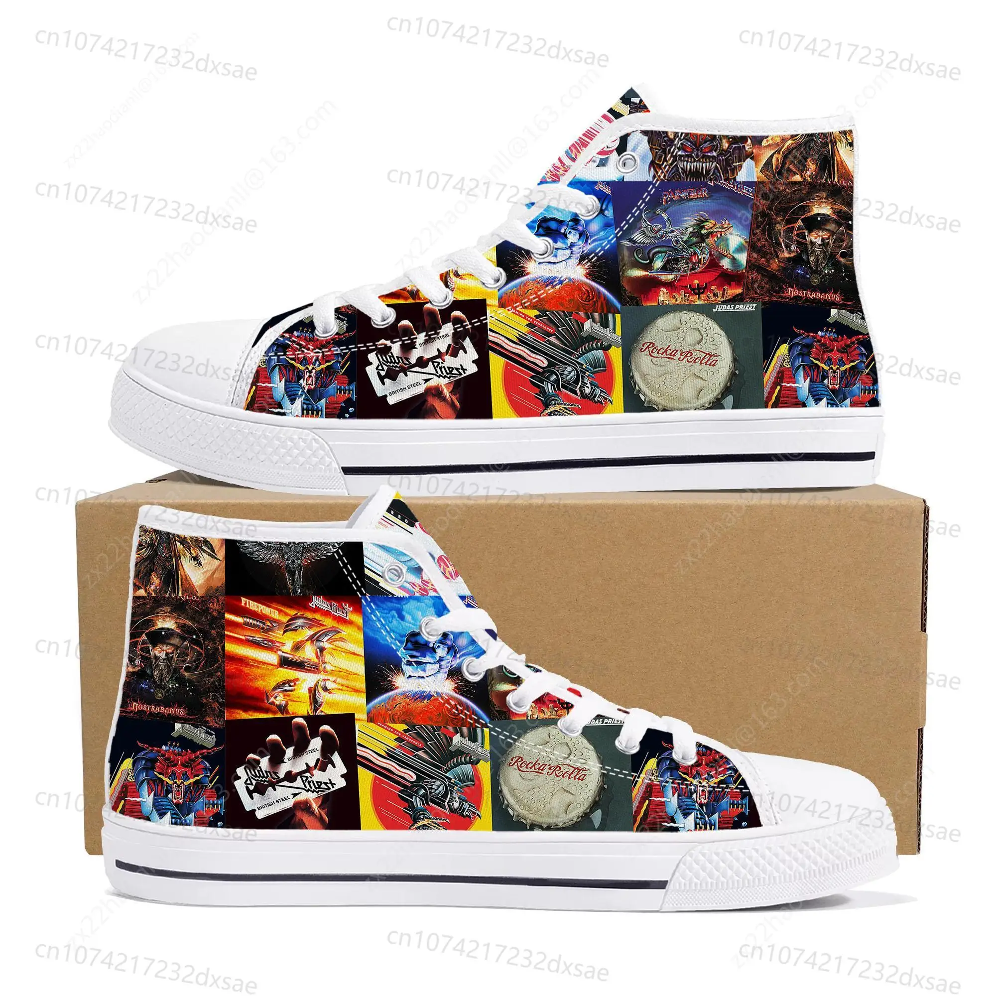 Judas Priest Heavy Metal Rock Band High Top High Quality Sneakers Men Women Teenager Canvas Sneaker Casual Custom Couple Shoes
