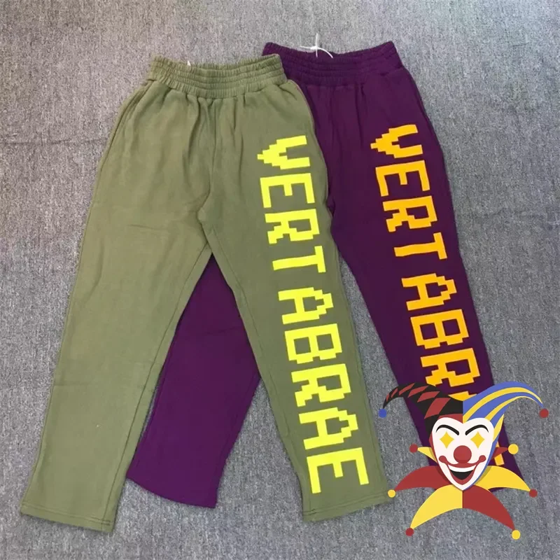 

Green Purple Vertabrae Letters Sweatpants Men Women Jogger Drawstring Pants
