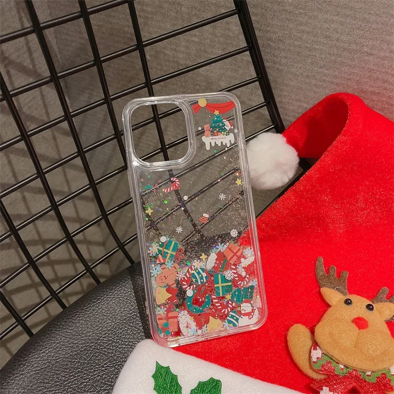 Regali Di Festa Icona Figuras Custodia Quicksand Per Iphone 13 14 Pro Max 15 12 Cover Rigida Antiurto Liquid Shiny Decor Phone Fundas