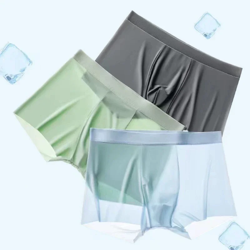 

2023 Men Boxser Underpants Silk Underwear Boyshorts Breathbale Shorts Fit Non Marking Panties Fashion Men Boxer Briefs Plus Size