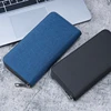 Men Long Wallet Large Capacity Multiple Card Slots Canvas Zippered Purse Business Handbag Card Holder Wallet Coin Bag 3