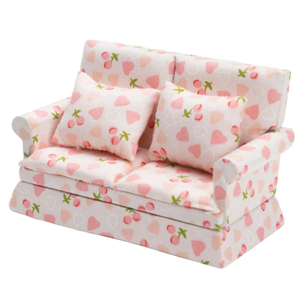 

Dollhouse Sofa Couch Couches Mini Model Decorative Miniature Furniture Wood Arm Decorate