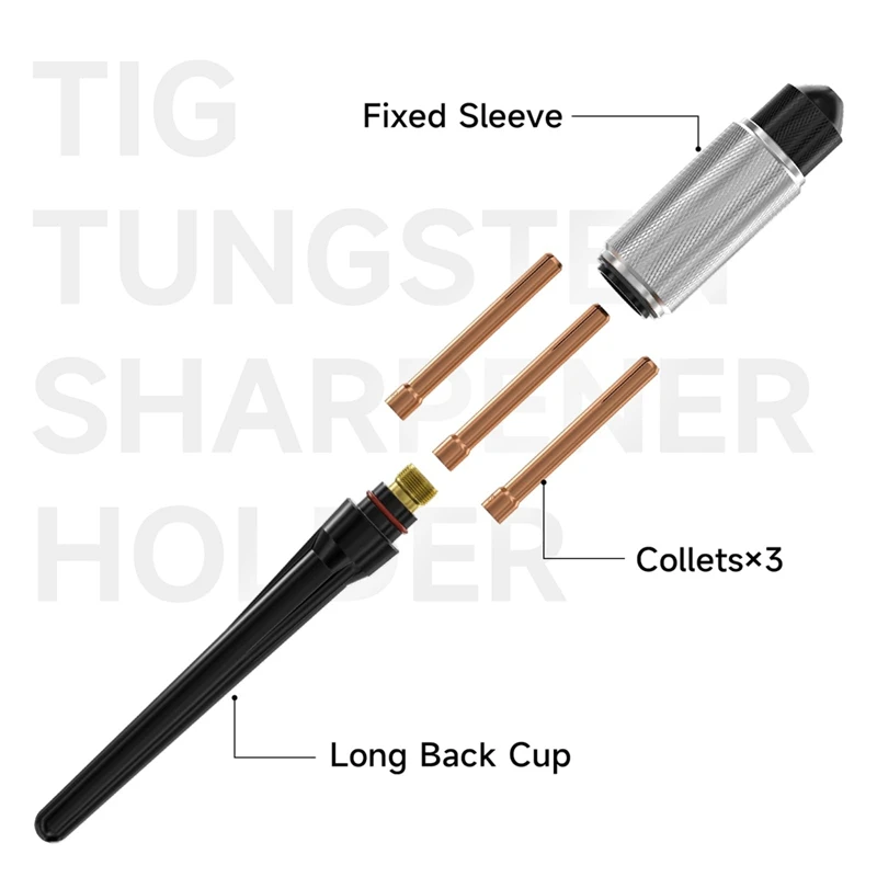 M11K-TIG Tungsten Manual Sharpener Holder TIG Collet And Long Back Cup TIG Grinding Set For 1/16Inch 3/32Inch 1/8Inch