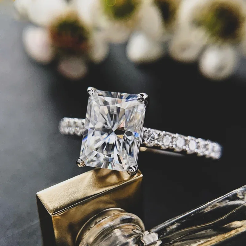 Wedding Rings Finger Rings Engagement Rings NKHOG 1ct 2ct 3ct 7x9mm Moissanite Rings 925 Sterling Silver Colorless VVS Diamond Engagement Wedding Ring Women Band Jewelry