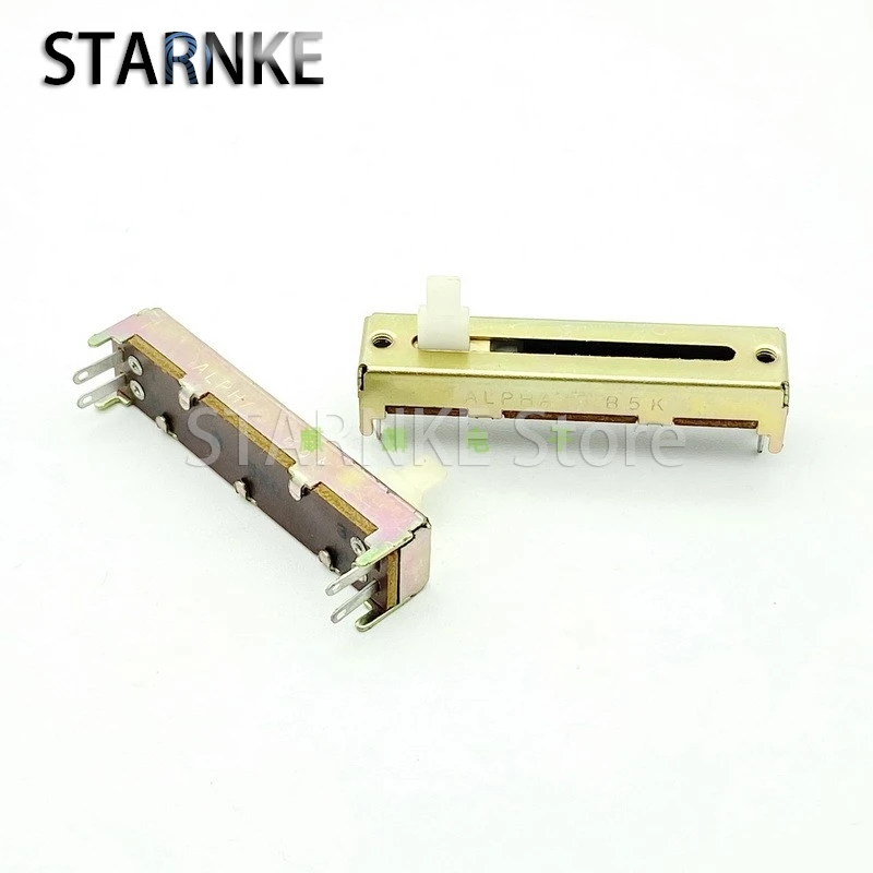 2PCS 50mm Single 4Pin B5K Straight Slide Potentiometer Amplifier Audio Mixer Sound And Light Adjustment Fader Handle Length 10mm