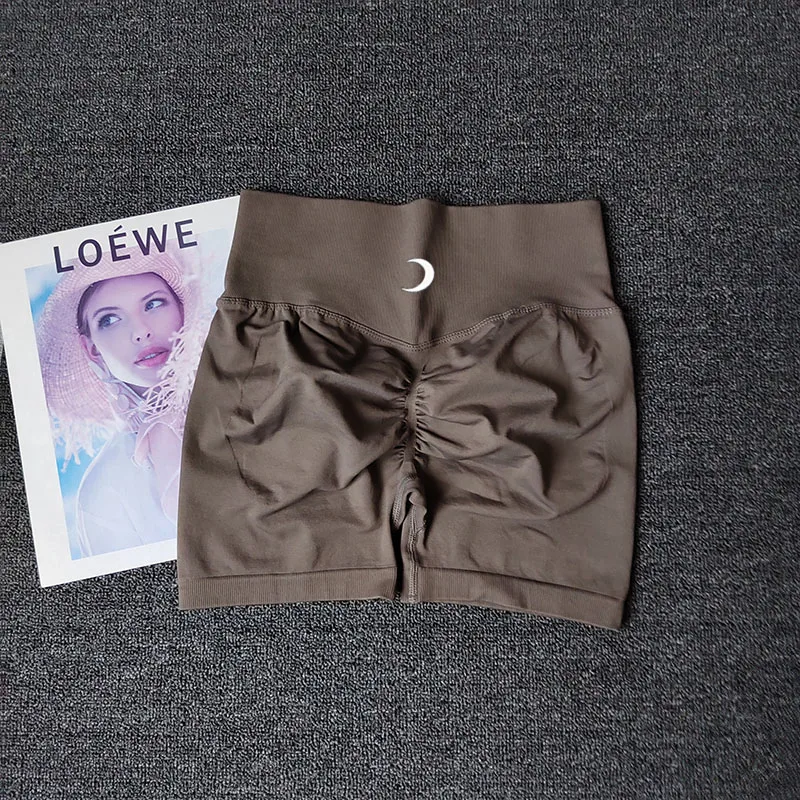Europe and The United States Yoga Shorts Hip High Waist Waist High Elastic Tights Peach Hip Fitness Shorts Women Exercise Li
