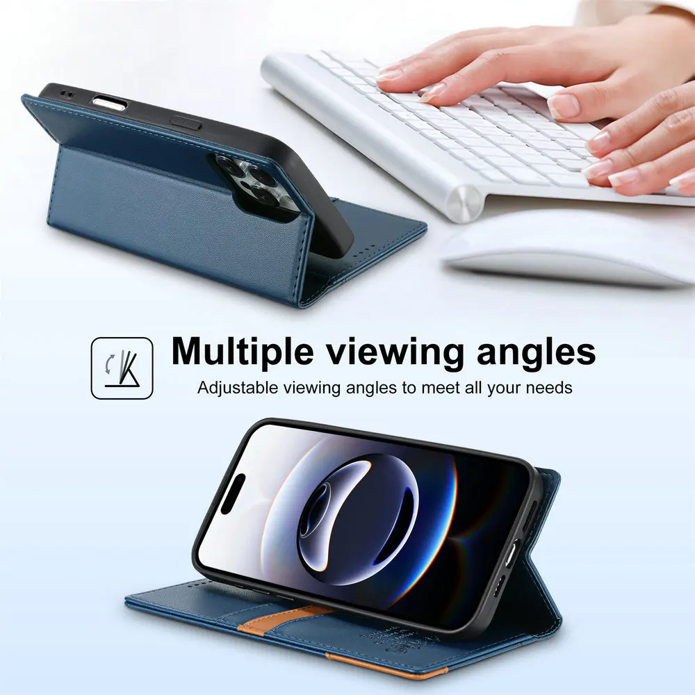 Premium RFID Leather Wallet Flip Case - Stylish Protective Cover