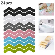 

24Pcs S Wave-shaped Anti Slip Safety Strip Bathroom Foot Mat Non Slip Rug Tape Shower Pad Stickers For Bathtub Stairs Floor Home