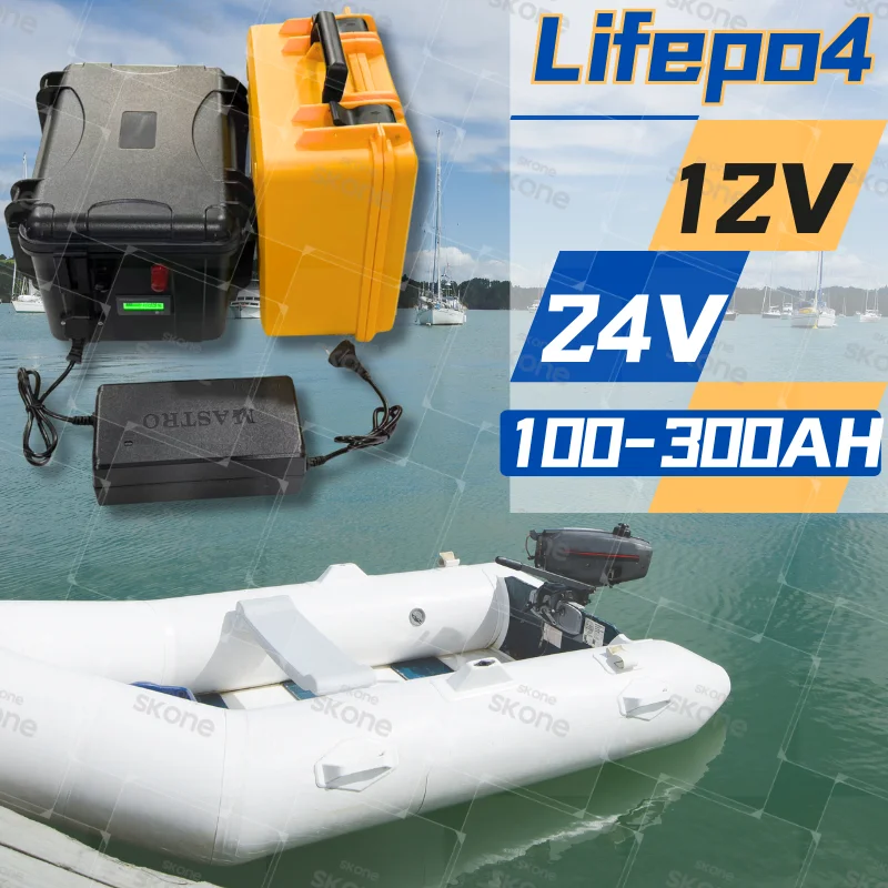 12V 24V Rechargeable Battery 100Ah-400Ah for Boat RV Solar Backup Power