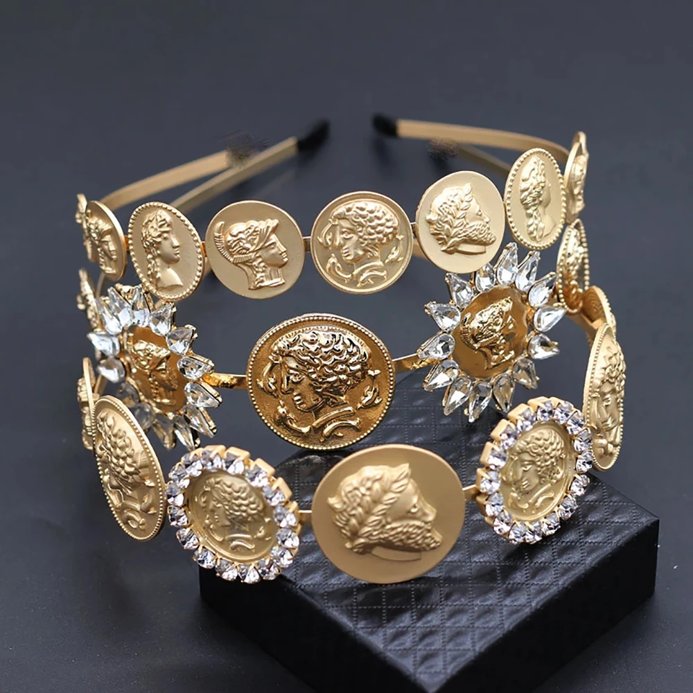 

Temperament Simple Korea Women Girls Alloy Hair Accessories Baroque Style Diamond Hair Hoop Head Portrait Headband