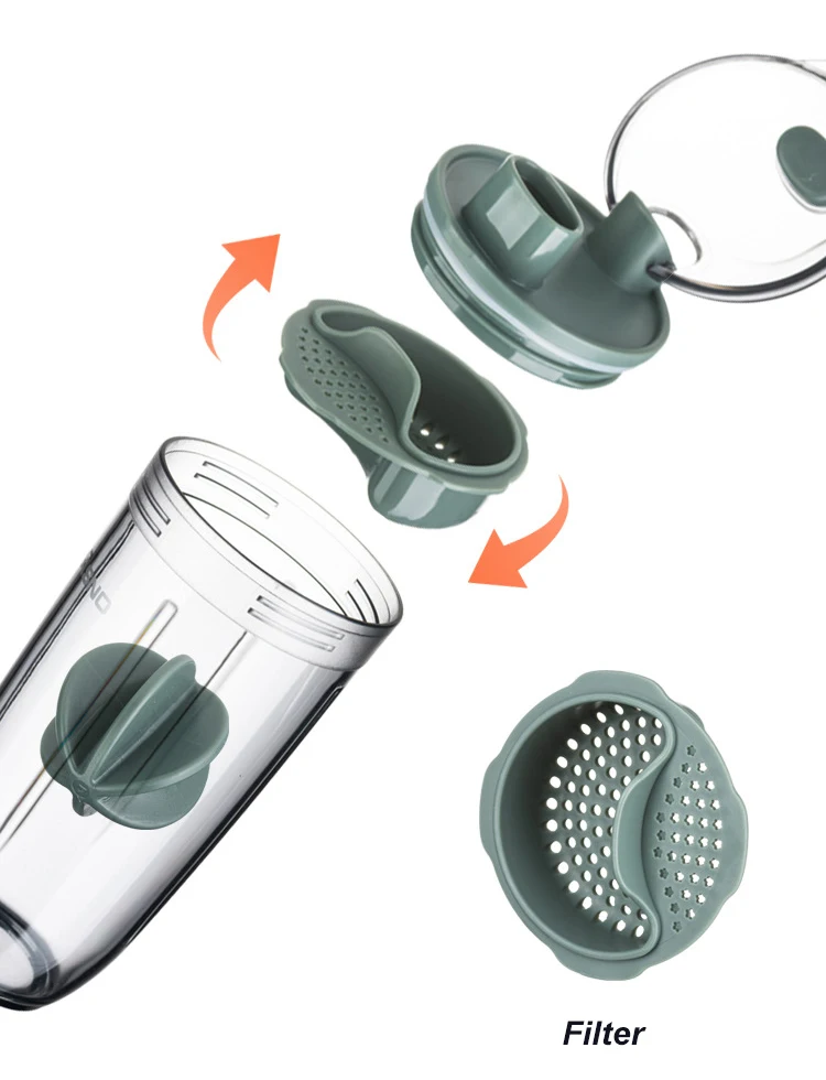 400ml Shaker Bottle Sport Fitness Plastic Water Bottle With Whisk Ball Lid Tea Filter Protein Shaking Cup Leak Proof Stirs Cup