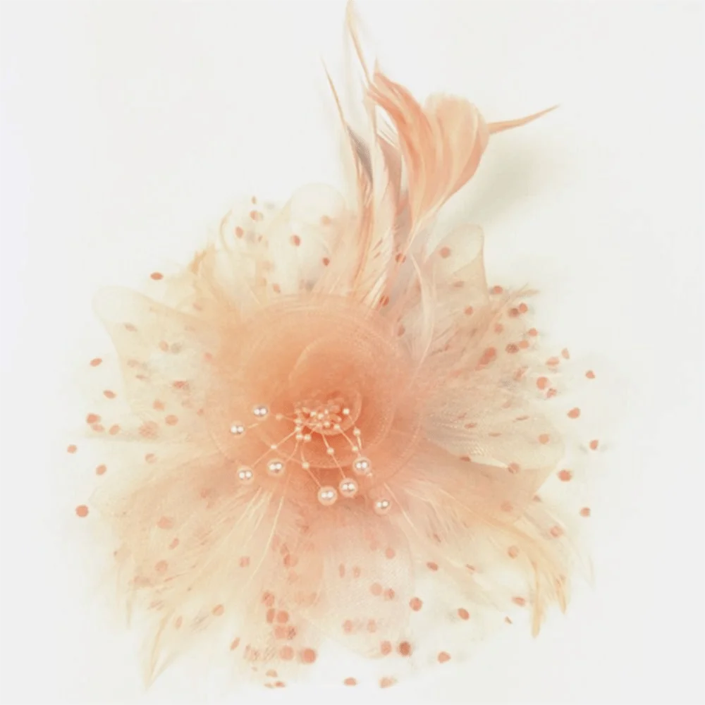 Tea-Party-Hut mit Netzblumen und Federn, Haaraccessoires mit Haarspange, Fascinator-Hut, Organza-Brautkopfschmuck für Mädchen und Frauen – Detail 10