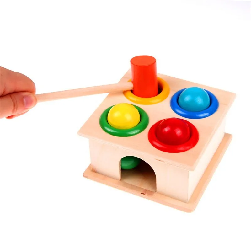 Tanio Dziecko drewniane młotkowanie piłka z młotkiem pudełko kolorowe dzieci ręcznie Knock sklep