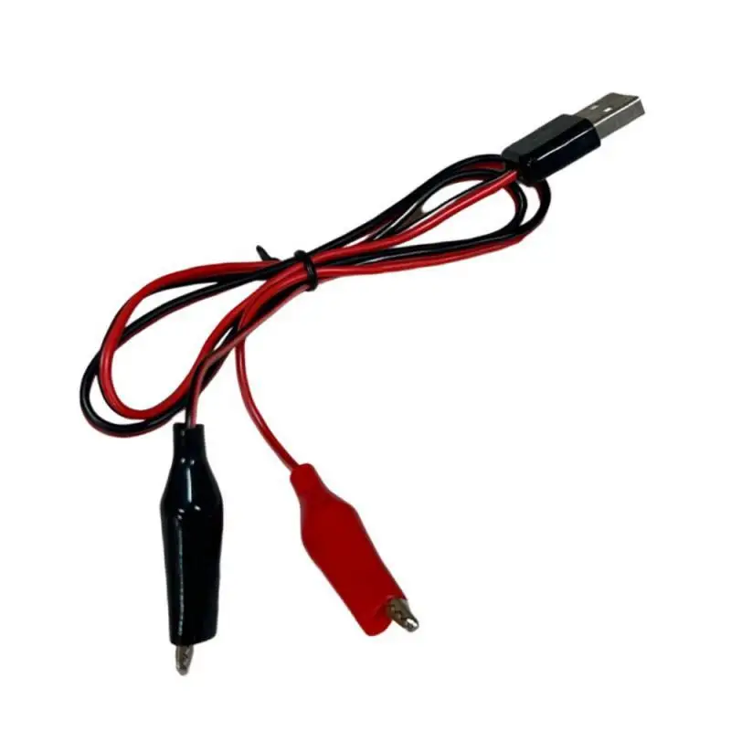 Alligator clips electric test clamp test clip test hooks clips alligator clip adapter 1~10PCS to USB male connector power supply adapter wire 58cm cable red and black