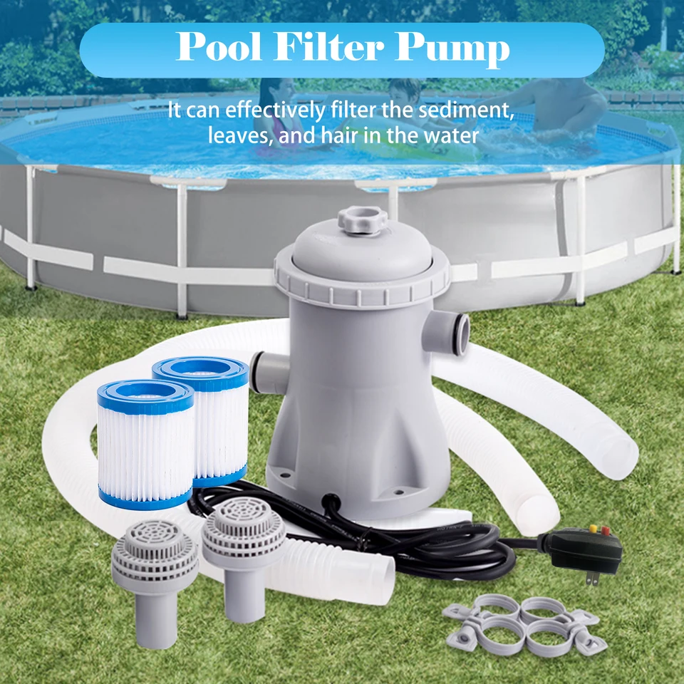 Zwembadfilterpomp 330 GPH Peuterbad Elektrische waterpomp met 2 zwembadfilterpatronen Zwembadpompen kopen vanaf een prijs van 44