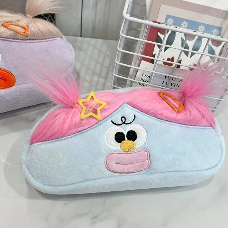 Kawaii Lustige Große Kapazität Plüsch Bleistift Tasche Kreative Cartoon Großen Mund Mädchen Stifte Lagerung Fall Tragbare Schule Schreibwaren Geschenk – Detail 7