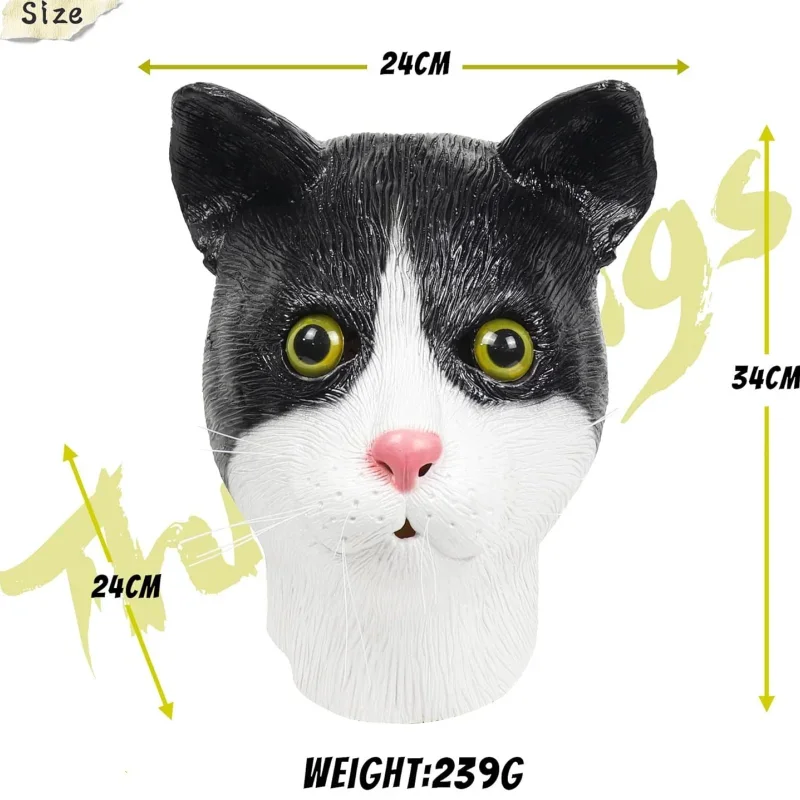 Animal cat Mask Novelty Funny Adults Late Full Head Mask for Halloween Cute Costume Cosplay Party Props for Unisex For adults