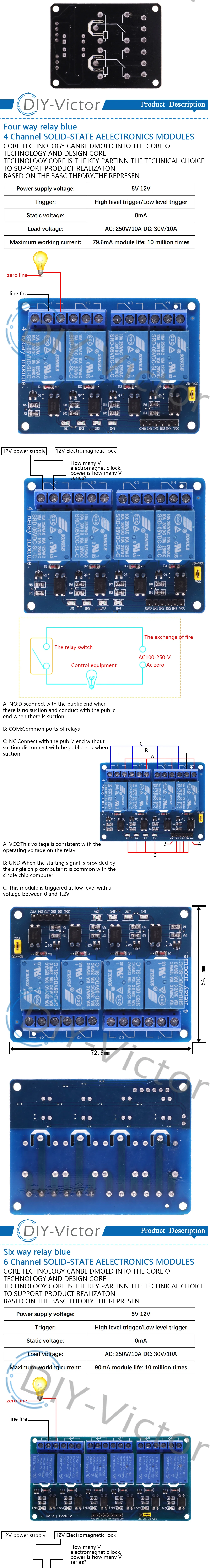 1 2 4 6 8 Kanal DC 5V 12V Relaismodul mit Optokoppler Low Level Trigger 1-Wege-Erweiterungsplatine für Arduino Raspberry Pi – Detail 12