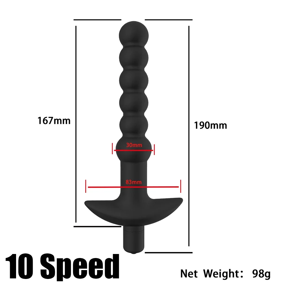Silicone 10 Speeds Anal Plug Prostate Massager Vibrator Butt Plugs 6 Beads Sex Toys for Woman Couple Men Adult Product Sex Shop