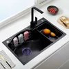Nano Black 78x46 Washing Machine Household Fregadero Wash Basin Modern Kitchen Sink Stainless Steel With Kitchen Accessories 1